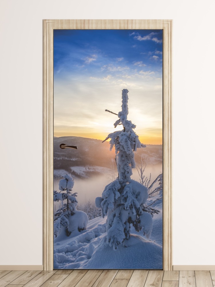 Fototapeta na drzwi ośnieżone drzewo FP 6148
