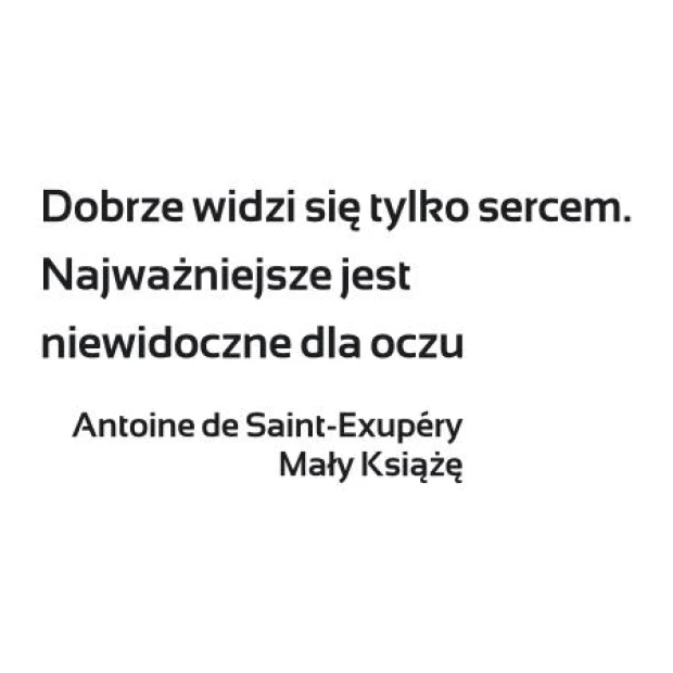 Szablon do malowania cytat: Dobrze widzi się tylko sercem 1970 - Wzór graficzny. Tekst w dwóch liniach, prosta czcionka