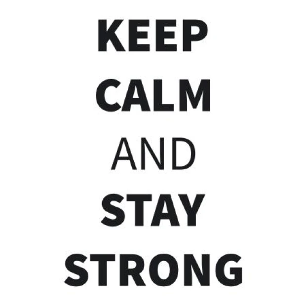 Szablon malarski z sentencją Keep calm and stay strong w postaci wizualizacji wzoru na białym tle