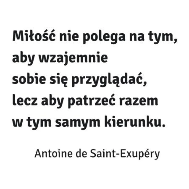 Szablon na ścianę cytat: Milość nie polega na tym 1939 - Wzór graficzny. Tekst w dużych, prostych literach, z wyraźnym