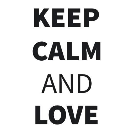 Szablon malarski z napisem Keep calm and love przedstawiony jako wizualizacja wzoru na białym tle