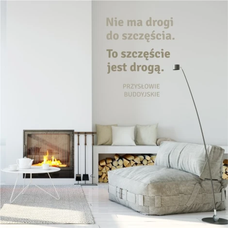 Szablon na ścianę przysłowie: Nie ma drogi do szczescia 1963 - Aranżacja w salonie. Ściany w jasnym kolorze, minimalistyczne