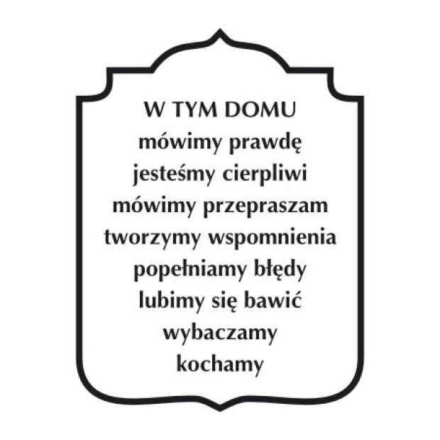 Szablon na ścianę: W tym domu mówimy prawdę, jesteśmy cierpliwi 1942 - Wzór graficzny. Tekst w formie prostokąta