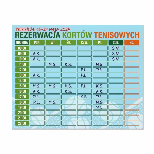 Tablica suchościeralna na wymiar z grafiką, idealna do organizacji czasu w nowoczesnym biurze lub po