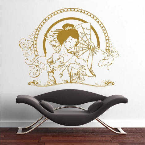 Szablon do malowania geisha 2055 - Aranżacja w salonie. Jasne ściany z nowoczesnym meblem