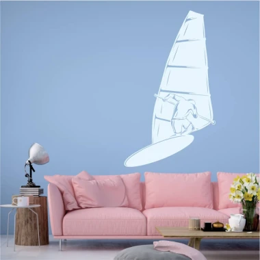 Szablon do malowania windsurfing 2041 - Aranżacja w salonie. Ściany w jasnym kolorze, meble w odcieniach różu