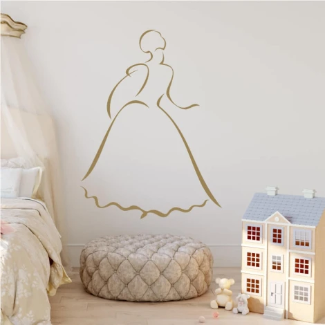 Szablon malarski kobieca sylwetka 2035 - Aranżacja w pokoju dziecięcym. Ściany w jasnych kolorach, meble w pastelowych