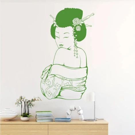 Szablon malarski kobieca sylwetka 2057 - Aranżacja w salonie. Jasne ściany z minimalistycznymi meblami