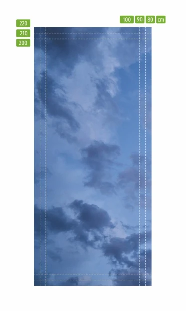 Fototapeta na drzwi pochmurne niebo FP 6172 - Wzór graficzny. Grafika przedstawia niebo z chmurami w odcieniach niebieskiego