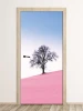 Fototapeta na drzwi drzewo FP 6207 - Wzór graficzny. Na różowym tle widoczny jest czarny, nagi pień drzewa z gałęziami
