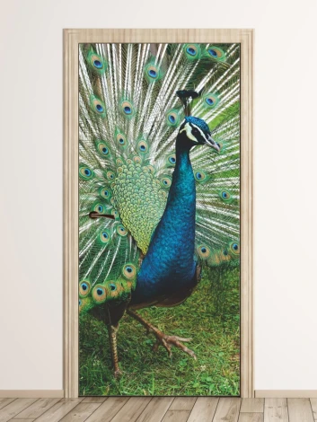 Fototapeta na drzwi paw FP 6214 - Aranżacja w nowoczesnym wnętrzu. Ściany w jasnych kolorach, drewniana podłoga