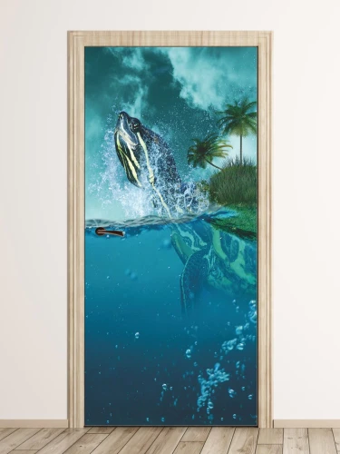 Fototapeta na drzwi dla dzieci bajkowy zółw FP 6260