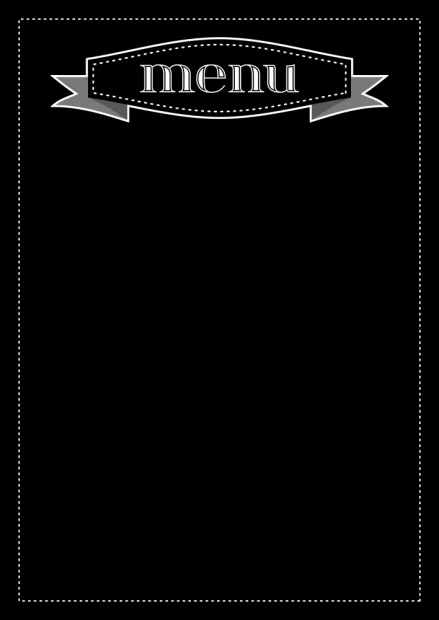 Tablica menu kredowa 042 - Wzór graficzny. Czarna tablica z białym napisem menu i ozdobnymi elementami