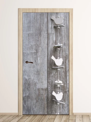 Fototapeta na drzwi ozdoby FP 6273 - Aranżacja w nowoczesnym wnętrzu. Szare ściany i drewniana podłoga