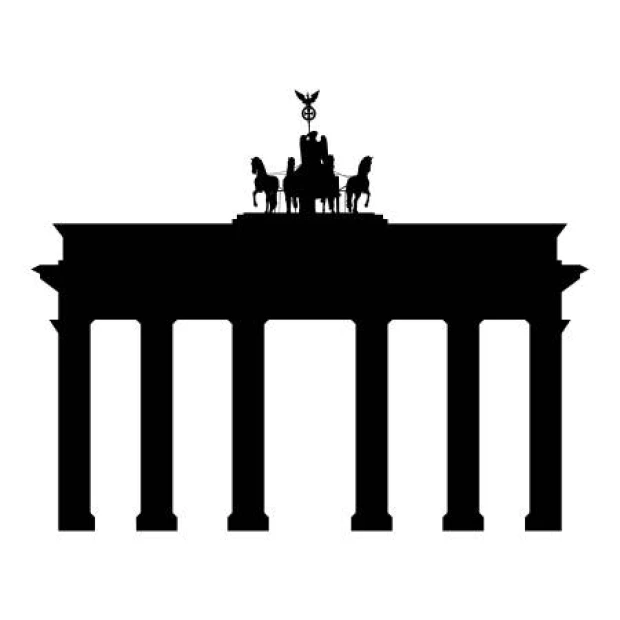 Naklejka na ścianę Brama Brandemburska 2281 - Wzór graficzny. Silhouette bramy z kolumnami i figurą na szczycie