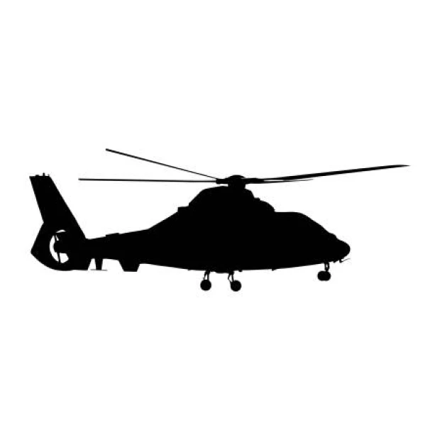 Naklejka na ścianę helikopter 2301 - Wzór graficzny. Czarna sylwetka helikoptera z wirnikami i detalami kadłuba