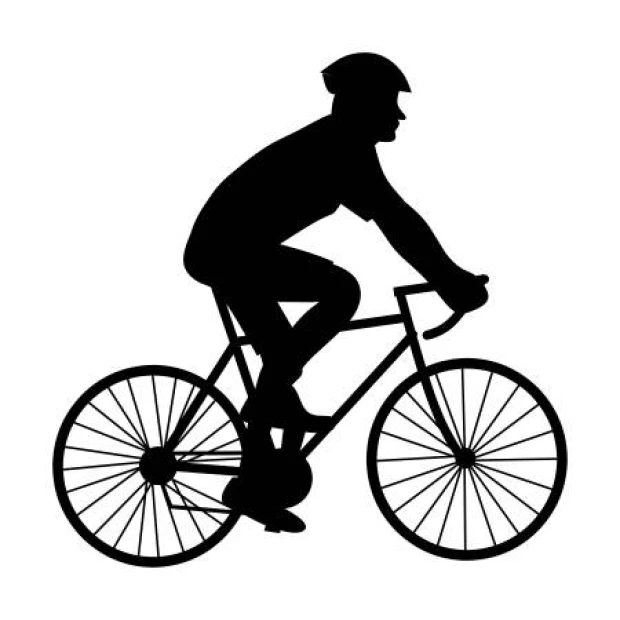 Naklejka na ścianę kolarz 2332 - Wzór graficzny. Silhouette kolarza na rowerze w profilu, z wyraźnymi kształtami