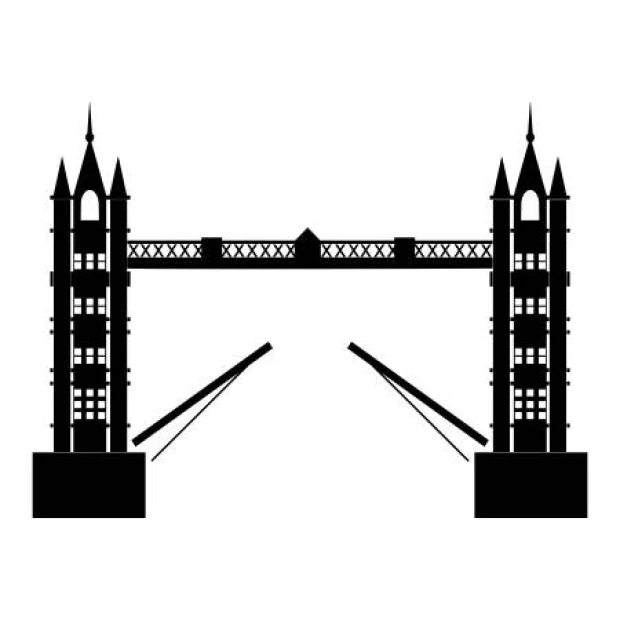 Naklejka na ścianę London Bridge 2287 - Wzór graficzny. Most z wieżami i unoszącymi się przęsłami