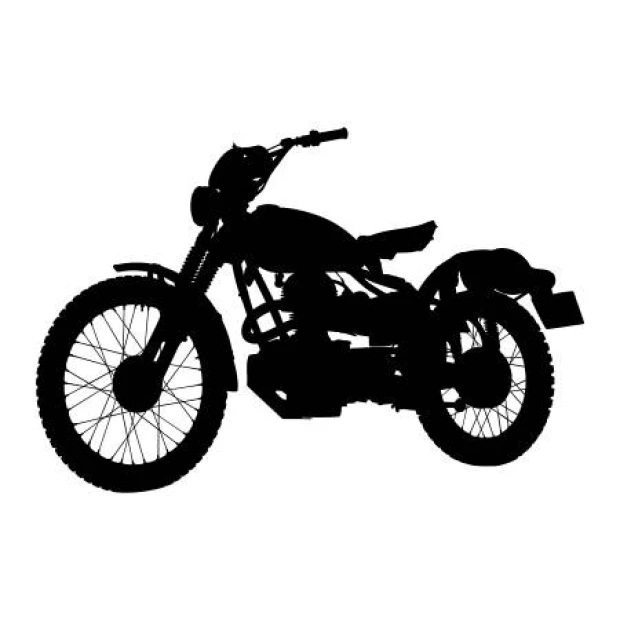 Naklejka na ścianę motocykl 2325 - Wzór graficzny. Motocykl w czarnej sylwetce z detalami kół i kierownicy
