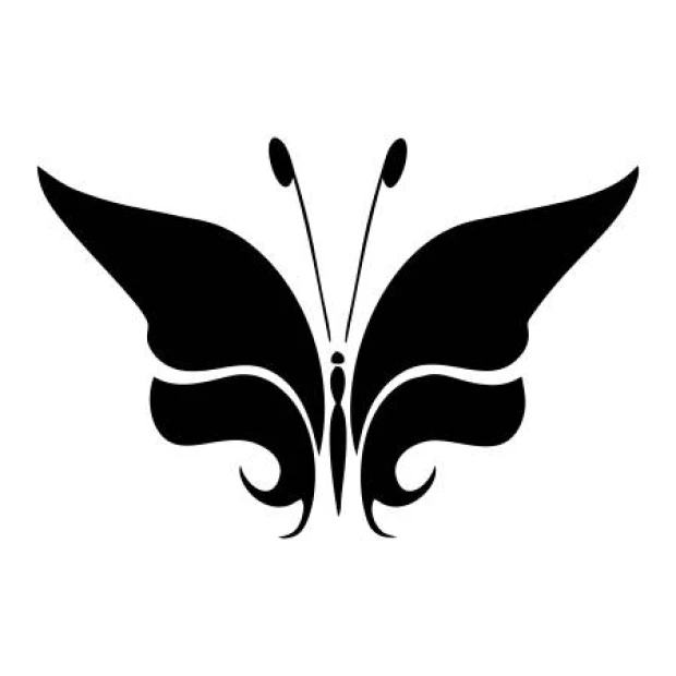 Naklejka na ścianę motyl 2354 - Wzór graficzny. Motyl o dużych skrzydłach z falistymi kształtami i wyraźnymi detalami