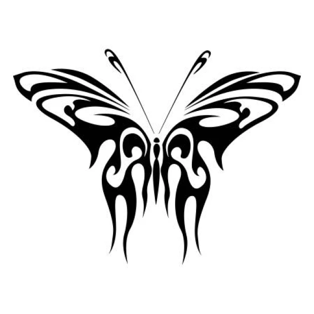 Naklejka na ścianę motyl 2359 - Wzór graficzny. Motyl złożony z abstrakcyjnych, falistych linii w kolorze czarnym