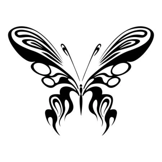 Naklejka na ścianę ognisty motyl 2346 - Wzór graficzny. Motyl w czerni z dynamicznymi, falistymi kształtami i detalami
