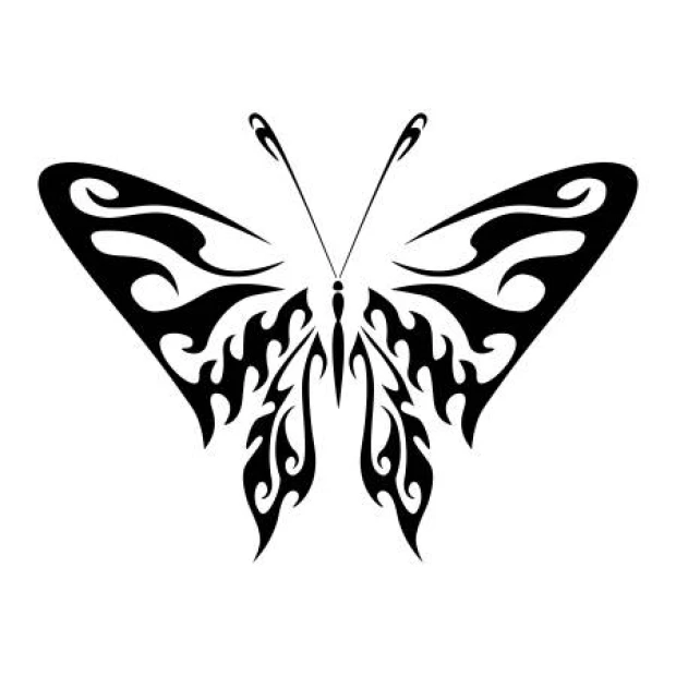 Naklejka na ścianę ognisty motyl 2355 - Wzór graficzny. Motyl z dynamicznymi, płomiennymi kształtami w czerni