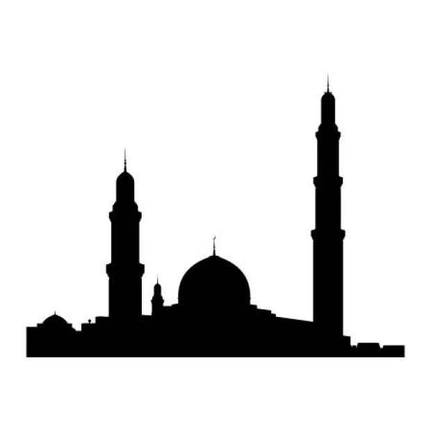 Naklejka na ścianę panorama 2285 - Wzór graficzny. Silhouette meczetu z kopułą i minaretami
