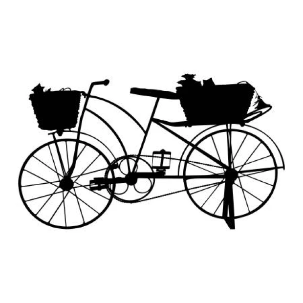 Naklejka na ścianę rower 2323 - Wzór graficzny. Rower w kolorze czarnym z koszykami na kierownicy