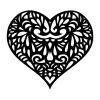 Naklejka na ścianę serce 2337 - Wzór graficzny. Serce z misternymi wzorami i detalami w czerni i bieli