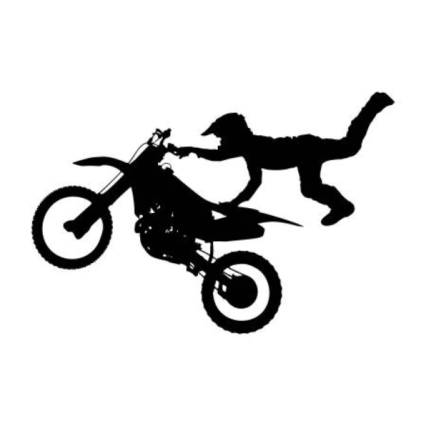 Naklejka na ścianę skoki motokross 2317 - Wzór graficzny. Silhouette motocyklisty w trakcie skoku na motorze
