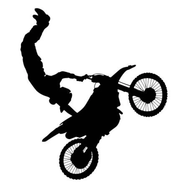 Naklejka na ścianę sporty motorowe 2318 - Wzór graficzny. Silhouette motocyklisty wykonującego akrobację na motocyklu