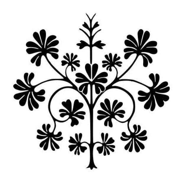 Naklejka na ścianę drzewo ornament 2376 - Wzór graficzny. Grafika przedstawia stylizowane drzewo z dużymi liśćmi i gałęziami