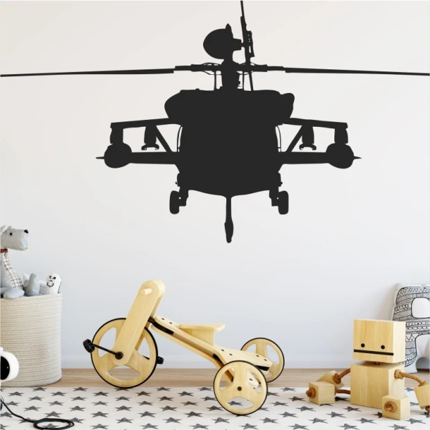 Naklejka na ścianę sylwetka helikoptera 2300 - Aranżacja w pokoju dziecięcym. Ściany w jasnych kolorach, podłoga z dywanem