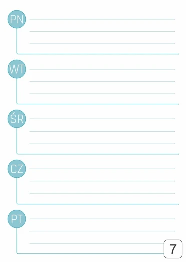 Tablica magnetyczna planer suchościeralny tygodniowy 293 - Wzór graficzny. Prosty układ z liniami i oznaczeniami dni