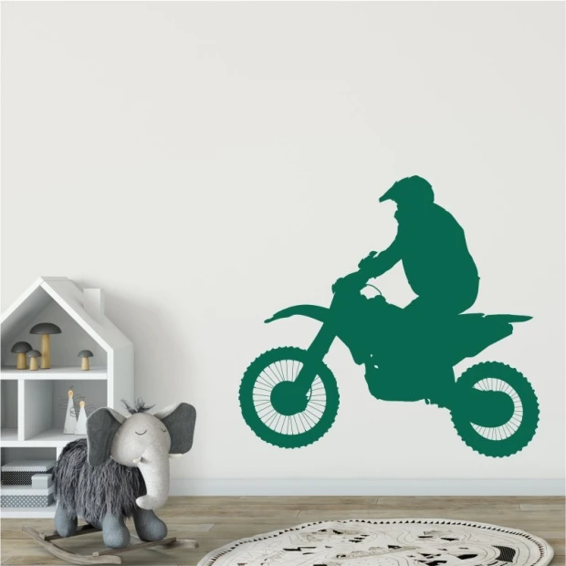 Naklejka na ścianę motocykl 2314 - Aranżacja w pokoju dziecięcym. Ściany w jasnych kolorach, minimalistyczne meble