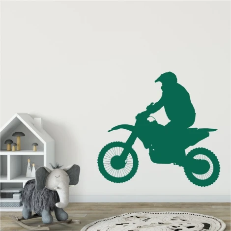 Naklejka na ścianę motocykl 2314 - Aranżacja w pokoju dziecięcym. Ściany w jasnych kolorach, minimalistyczne meble