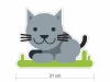 Naklejki na ścianę zestaw kolorowe zwierzęta 2385 - Wzór graficzny. Kot w odcieniach szarości leży na zielonej trawie
