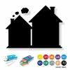 Tablica kredowa dla dzieci domki 261 - Wzór graficzny. Dwa domy w kształcie prostokątów z dymem z komina