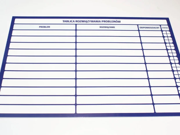 Tablica rozwiązywania problemów suchościeralna lean 109 - Wzór graficzny. Prosta siatka z prostokątami i liniami