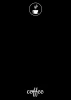 Tablica kredowa coffee 054 - Wzór graficzny. Na czarnym tle znajduje się biały symbol filiżanki z parą oraz napis coffee