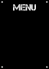 Tablica kredowa menu 050 - Wzór graficzny. Duży napis MENU na czarnym tle, z teksturą przypominającą zarysowania