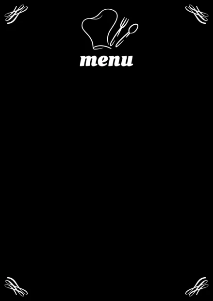 Tablica kredowa do restauracji menu 064 - Wzór graficzny. Grafika przedstawia napis menu oraz symbole talerza, widelca