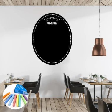 Naklejka kredowa do restauracji menu 275 - Aranżacja w restauracji. Ściany w jasnym kolorze, drewniane elementy i metalowe