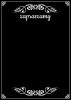 Tablica kredowa zapraszamy 062 - Wzór graficzny. Czarny prostokąt z białym napisem i ozdobnymi elementami w rogach