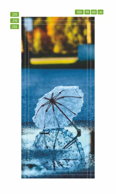 Fototapeta naklejka na drzwi parasol FP 6303 - Wzór graficzny. Na zdjęciu widoczny jest parasol odbijający się w kałuży