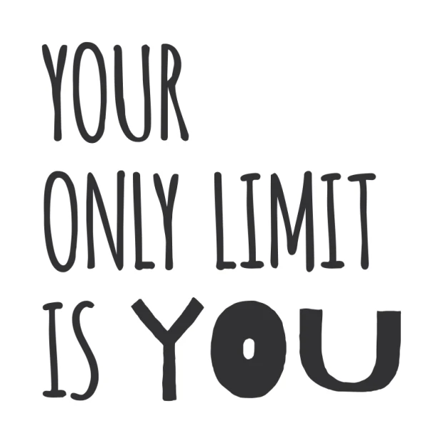 Szablon na ścianę sentencja Your only limit is you 2393 - Wzór graficzny. Wzór składa się z dużych liter w różnych stylach