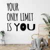 Szablon na ścianę sentencja Your only limit is you 2393 - Aranżacja w salonie. Jasne ściany, drewniana podłoga, nowoczesne