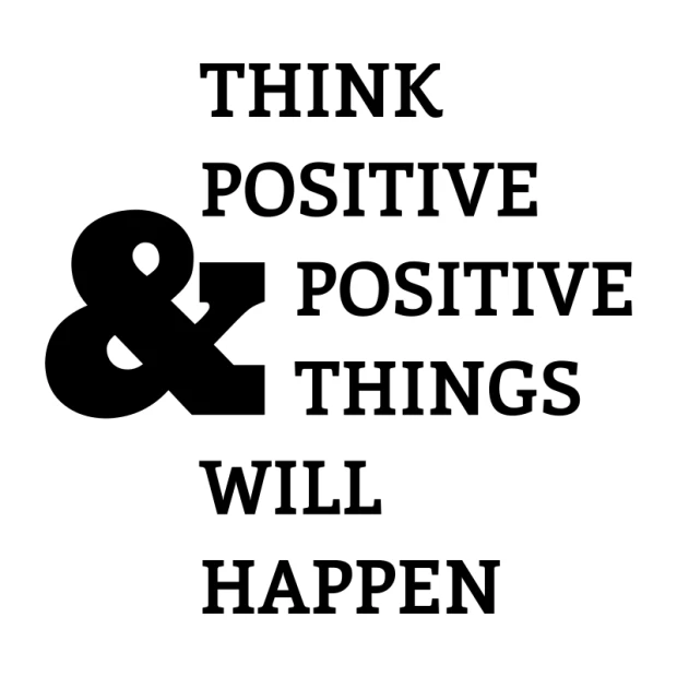 Szablon do malowania sentencja Think positive 2394 - Wzór graficzny. Tekst w formie dużych liter, z symbolem & w centralnej