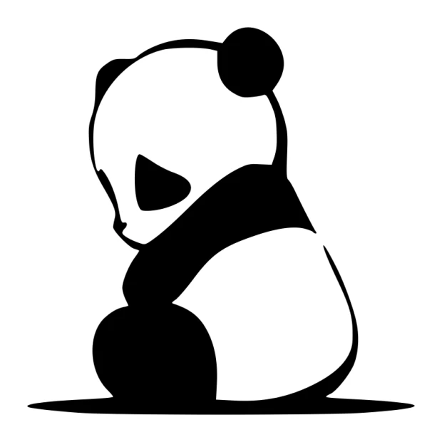 Szablon na ścianę miś panda 2398 - Wzór graficzny. Wzór przedstawia sylwetkę misia pandy z zaokrąglonymi kształtami
